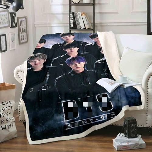 QROXY BTS Bangtan Boys Decken Fleecedecken for Erwachsene Kinder, 100% Mikrofaser,Weich Und Warm,für Schlafsofa Und Sofa (4,130x150cm)