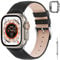 Fullmosa Compatible with Apple Watch Straps 49mm, Genuine Leather iWatch Replacement Bands with Case for Apple Watch Ultra2/Ultra, Black+Silver Buckle