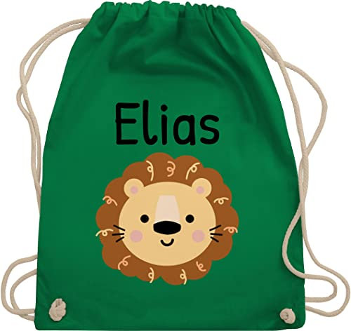 Turnbeutel Rucksack - Löwen - Süßer Löwe - Kindergarten Kita - Unisize - Grün - personalisierte kinder rucksäcke loewen name beutelrucksäcke beutel für wechselwäsche kindergartenrucksack