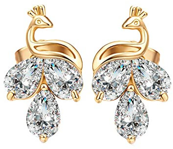 Beydodo Ohrstecker Vergoldet Damen, Ohrstecker Phönix mit Weiß Zirkonia Ohrringe Gold Nickelfrei Modeschmuck