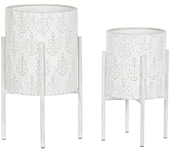 DKD Home Decor Blumentopf-Set, weiß, Estándar