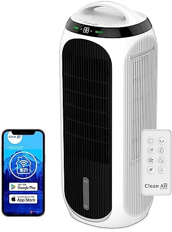 Clean Air Optima CA-106 Smart - 4in1: Luftkühler, Luftreiniger, Luftbefeuchter und Ventilator - Geeignet für kleine und große Räume bis 65 m²/160 m³
