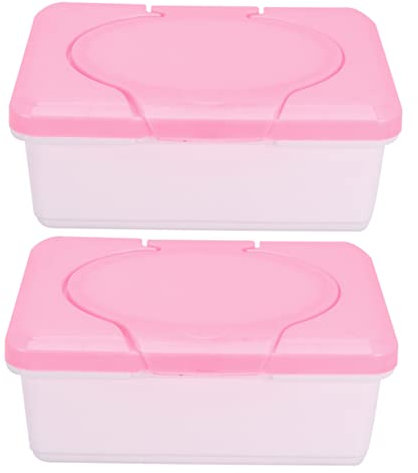 2PCS Dustproof Wet Wipes Dispenser Box with Lid, Sealed Wet Tissue Holder for Baby Wipes, Moist Toilet Paper, and Car/Office Use (Gray+White)