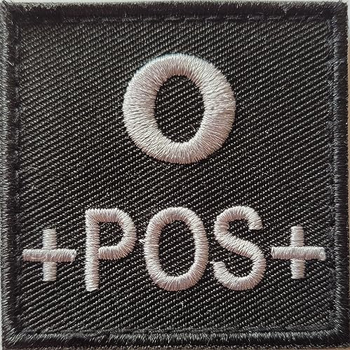 Ecusson O POS Noir Tissu brodé avec scratch Groupe Sanguin Rhésus Positif Plus + Police Gendarme Sécurité Collection France