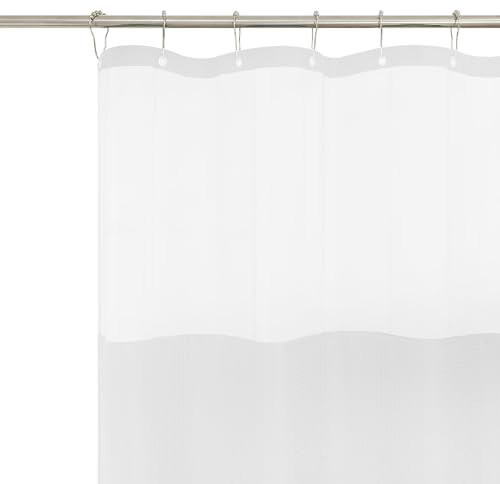 Yolispa Rideau de douche gaufré avec doublure en tissu à clipser, double couche, fenêtre transparente 183 x 183 cm