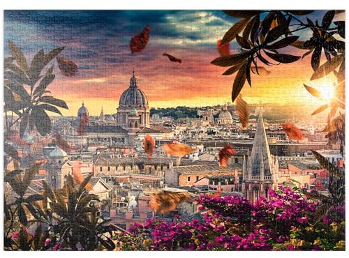 MyPuzzle Schöner Sonnenuntergang über der Stadt Rom am Abend - Premium 1000 Teile Puzzle - MyPuzzle Sonderkollektion von Puzzle Galaxy