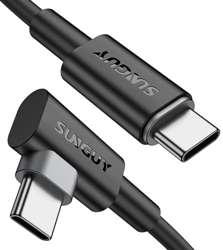 SUNGUY Cable USB C a USB C [2 piezas 0,5m] 60W 90 Grados USB Tipo C a Tipo C Cable de datos carga rápida Compatible con MacBook Pro, MacBook Air,Galaxy S23 S22/A50/Note 20, Google