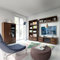 Wohnwand Set mit Vitrinenschrank Nussbaum Fernsehwand Anbauwand Lowboard TV Schrank Vitrine Regal Highboard
