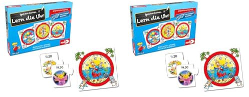 Noris 606076152 Lern die Uhr, Kinderspiel ab 5 Jahren, Puzzle Lernspiel, Spaß am Lernen, für 1 bis 4 Spieler (Packung mit 2)