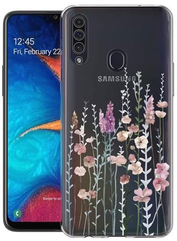 Kaywzo Hülle für Samsung Galaxy A20S,Transparent TPU Handyhülle mit Gemälde Blume Muster,Ultradünn Stoßfester Schutzhülle,Schön Silikon Cover Case-3