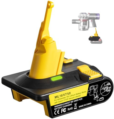 V7 V8 Batterieadapter für Dyson, Adapter für Milwaukee 18 V Akku zum Ersetzen für Dyson V7 V8 Akku, funktioniert mit Dyson V7 V8 Serie Staubsauger, einfache Installation mit einzigartigem
