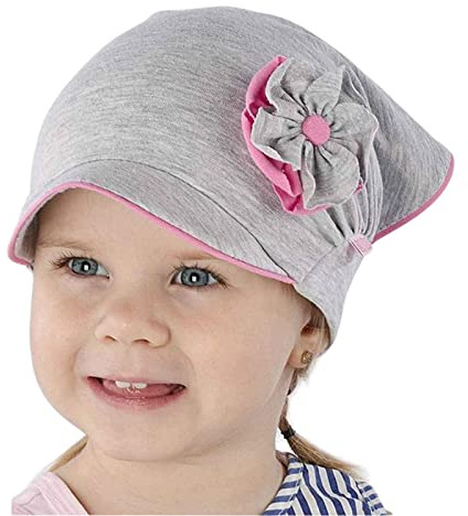Smarilla Mädchen Mütze Schirmmütze Kopftuch Schildmütze Sommer Baumwolle, Bekleidungsgröße: 42-44, Farbe: Grau-Pink