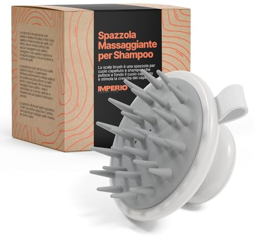 IMPERIO Kopfhaut Massagebürste zur Anregung des Haarwachstums - Premium Scalp Massager für durchblutungsfördernde Kopfmassage - Anwendung im trockenen & nassem Haar (Hellgrau)