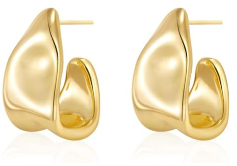 SJUIEO Klobige Gold-Ohrstecker für Damen, 18 Karat vergoldet, hypoallergen, goldene Statement-Ohrringe für Frauen, trendiger Modeschmuck, Geschenke