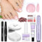 SaviLand Kit Faux Ongles pour Orteils: 216 PCS Capsules Dégradé Rose et Blanc pour Orteils Courts Carrée, Ponceuse a Ongle Professionel, Lampe U V, 15 ML Colle Gel a Ongles et 20ML Colle Solide