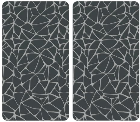 KESPER | Glasschneideplatte-Herdabeckplatte, Material: ESG-Sicherheitsglas, Maße: 50 x 28,5 cm, Stärke: 0,4 cm, Fußhöhe: 0,3 cm, Motivfolie: Mosaik Grau | 3753513