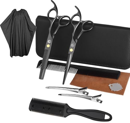 INF Friseurset mit Friseurschere, Kämmen, Klammern, Mantel 10-teilig, Inklusive Koffer, 2 professionelle Friseurscheren, Friseurset in 10 Teilen, Praktisches Zubehör