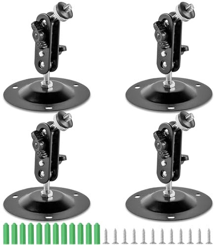 Kamera Halterung Wand, 4 Stück Kamera Wandhalterung 360 Grad Verstellbare Metal Sicherheitskamera Halterung für Innen Außenbereich (Schwarz)