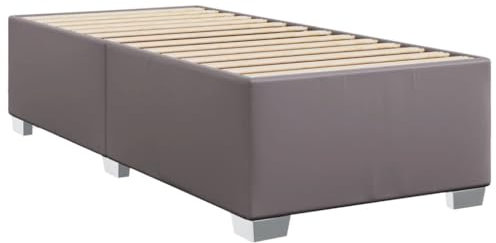 vidaXL Bettgestell, Bettrahmen mit Lattenrost, Polsterbett Bett für Schlafzimmer, Einzelbett Kunstlederbett, Grau 80x200cm Kunstleder