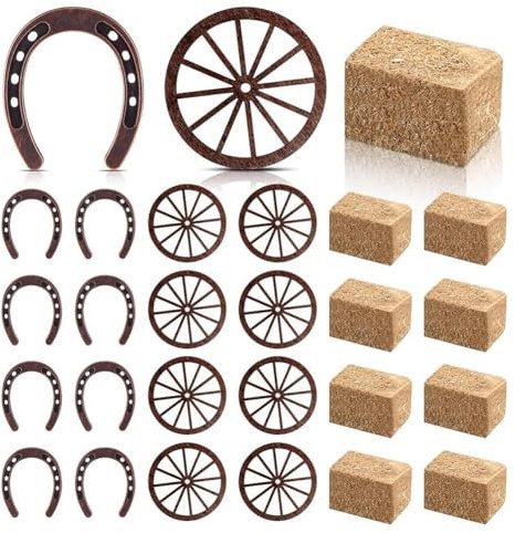 Hurromy 24 Stück Western-Partyzubehör, Vintage, für Hochzeitsgeschenke, Hufeisen, Cowboy-Dekoration