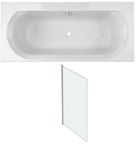 Pack baignoire droite 170 x 75 JACOB DELAFON Elise + pare bain chromé + vidage