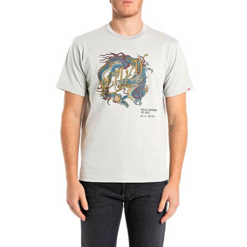 REPLAY Herren M3207 T-Shirt, 011 Natural White, M