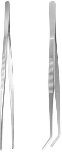 2 Stk Küchenpinzette, 30cm Kochpinzette, Grillpinzette Edelstahl, Gebogene Pinzette, Bratzange Fleischzange, Fleischpinzette zum Grillen, Backen, Servieren, Küchenzangen, Küchenwerkzeuge