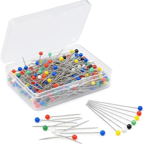 100 Glass Head Pins for Sewing, Dressmaking, Quilting, Fabric Work and Crafting - Multi-Purpose Colourful Heads for Loose Covers