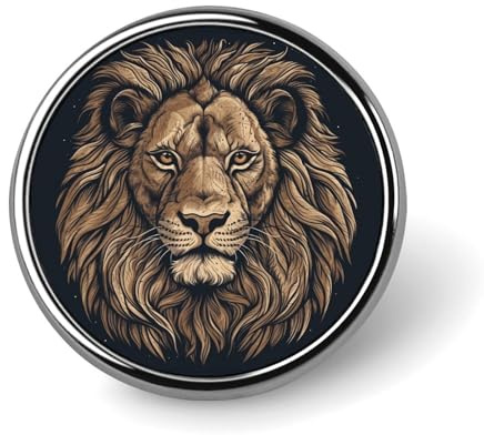 Aluminiumlegierung Runde Abzeichen Brosche Pins für Männer Cartoon Löwe Broschen Elegant Pin für Frauen Mode Button Abzeichen Brosche Abzeichen für Hüte Jacken Hemden, 2,54 cm, Aluminium, kein