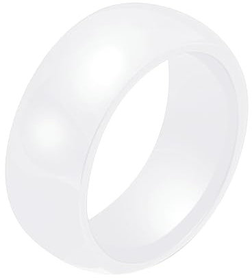 Wycian Trauringe Neu, Eheringe 8mm Breit Keramik Weiß Größe 57 (18.1) 8 mm Hochglanzpoliertes Band Gravur für Damen Verlobung