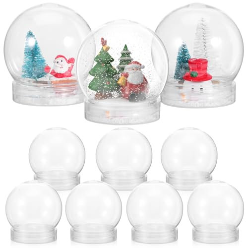 MUELODSIC Transparente Selbstgemacht Kleiner Schneekugeln Aus Kunststoff 10 Stück Runde Schneebälle Mit Schraubverschluss Bastelbedarf Für Weihnachtsdeko Und Handwerk