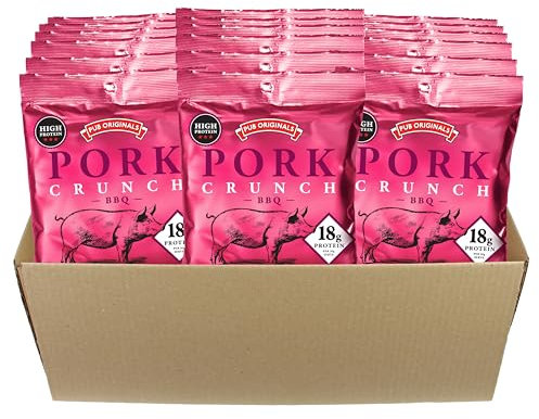 Pub Original - BBQ Pork Crunch - High Protein Snacks - Box of 18 x 30 g Packs
