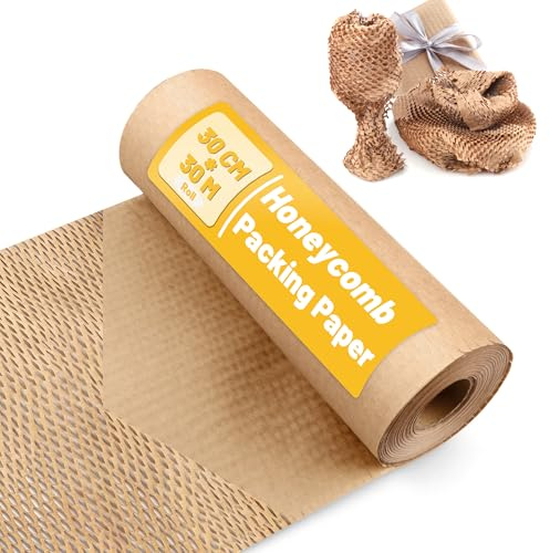 Rouleau de Papier Alvéolé 30cmx30m – Matériel d'Emballage, Papier de Soie, Alternative au Film à Bulles, Rouleau pour Expédition et Déménagement – Protection pour Objets Fragiles (30 cm x 30 m)