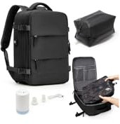 livbote Vakuum Rucksack Handgepäck Airbag Rucksack mit Vakuumbeutel & Vakuumpumpe Travel Vacuum Backpack Damen Herren Vacpack Tasche Handgepäck Flugzeug Reiserucksack mit Vakuumsystem, Schwarz
