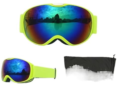 CSSHNL Skibrille Children Ski Goggles Anti-Fog Double Layer Skiing Glasses Kids Snowboard Winter Outdoor Sports Goggle for Age 4-14(XJ-ET-LV-BU)