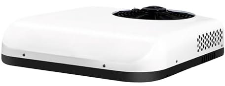 SXHEYUY Climatisation pour Camping-Car, Climatisation 12V/24V DC, Réfrigérant Ajouté, pour Mini-Fourgonnettes, Fourgonnettes, Camping-Cars, Camions, Véhicules Agricoles, Excavatrices,Blanc,12v