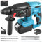 Cordless SDS Plus Hammer Drill Brushless Motor 1500W 21V 3000mAh Battery, 4-in-1 26mm Hammer Drill with 360° Rotating Handle, Variable Speed & 5 Drills for Concrete Metal Wood