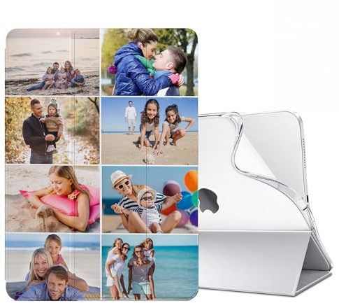 Personalised Case Compatible with All iPad models iPad 10th, 9th Gen,6th Gen, 5th Gen, Mini, Air – Collage Photo Black Silicon Shockproof Cover - Personalize with 8 Photos