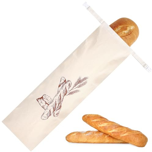 1 Stück 70 * 20cm Brotbeutel mit Bienenwachstuch Innenfutter Wiederverwendbare Brottüten Brot Obst Gemüse Brotbeutel Aufbewahrung mit Frischhalten Gefriersicher für LangesBrot Aufbewahrung Baguette