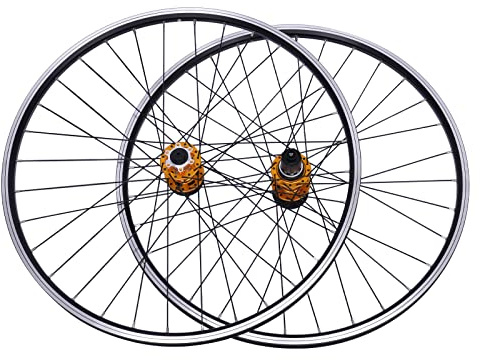 Laufradsatz 29 Zoll Mountain Bike Wheelset Aluminiumfelge Mountainbike Laufradsatz MTB Wheel Set Scheibenbremse Schnellspanner Vorderrad Hinterrad Fahrrad Laufräder with 7-12 Speed Cassette Gold