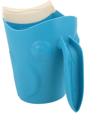 LALADEFIEE Shampoo Rinse Cup for Newborns and Soft Curved Hair Rinser with Eye Protection Easy-Clean Cartoon Bath Tub Rinse Jug Gentle Delicate Scalp Blue