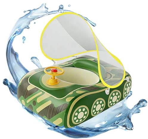 Inflatable Pool Float with Canopy - UV Resistant Fun Swimming Accessory for Kids | PVC Material with Colorful Design, Shaded Float for Boys Girls Summer Vacation Beach River Swimming Jumping Puddle