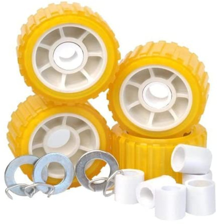Tie Down Engineering Hull Sav'r 5 inch PVC Ribbed Wobble Roller Kit | 7/8 inch and 1-1/8 inch Shafts | Boat Trailer Parts & Accessories | Boat Trailer Roller Kit