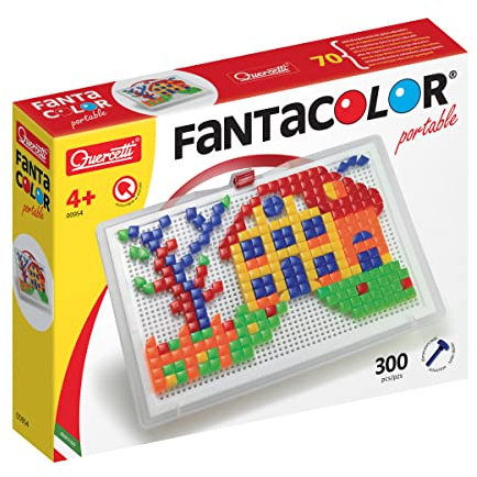 Quercetti - Fanta Color Portable Large Composition Game, Multicolored, 300 Pieces, 0954, 3 - 6 years