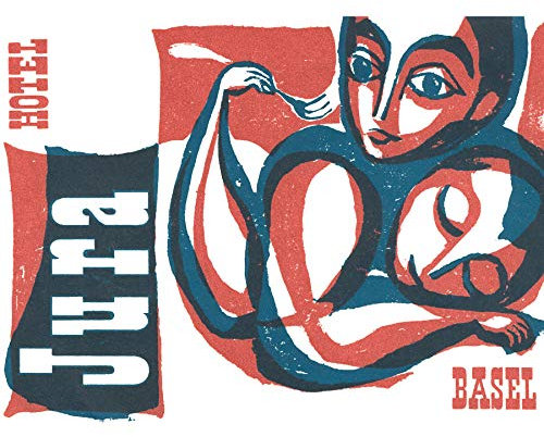 TRAVEL Basel Hotel Jura RED Blue Woodcut New FINE Art Print Poster Picture 30x40 CMS Reise Blau Holz Kunstdruck Bild