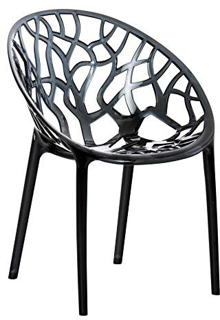 CLP Design-Gartenstuhl Crystal Kunststoff I Wetterbeständiger Stapelstuhl I Max. Belastbarkeit: 160 kg, Farbe:schwarz