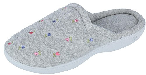 isotoner Women's Indoor/Outdoor Slip-on Secret Sole Clog Slippers with Memory Foam Comfort and Heal Suppport, 9.5-10