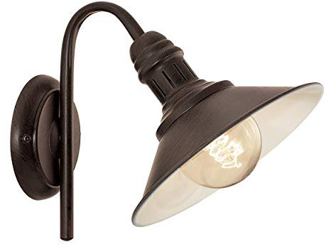 EGLO Wandlampe Stockbury, 1 flammige Wandleuchte Industrial, Vintage, Retro, Wandleuchte innen aus Stahl, Wohnzimmerlampe in Antik-Braun, Beige, Flurlampe mit E27 Fassung