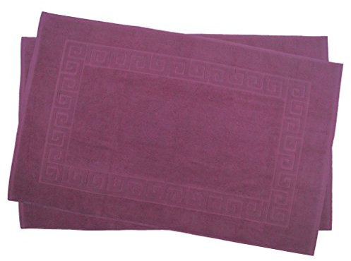 Julie Julsen 2er Pack 60 x 100 cm Badvorleger in Premium Qualität 900 gm2 in aktuellen Farben und 4 Größen aus Baumwolle Badematte Badteppich Duschvorleger Design Spirale Lila