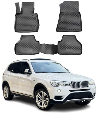 OMAC Gummimatten Fußmatten kompatibel mit BMW X3 F25 2010-2017 TPE Automatten Schwarz 4X